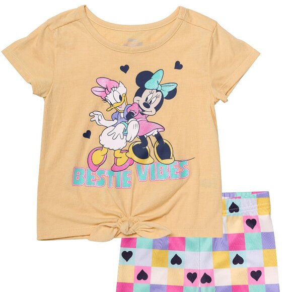 Minnie Mouse & Daisy Duck Girls 2 Pc Shorts & T-Shirt Set Yellow Toddler 3T, 4T - Picture 1 of 4